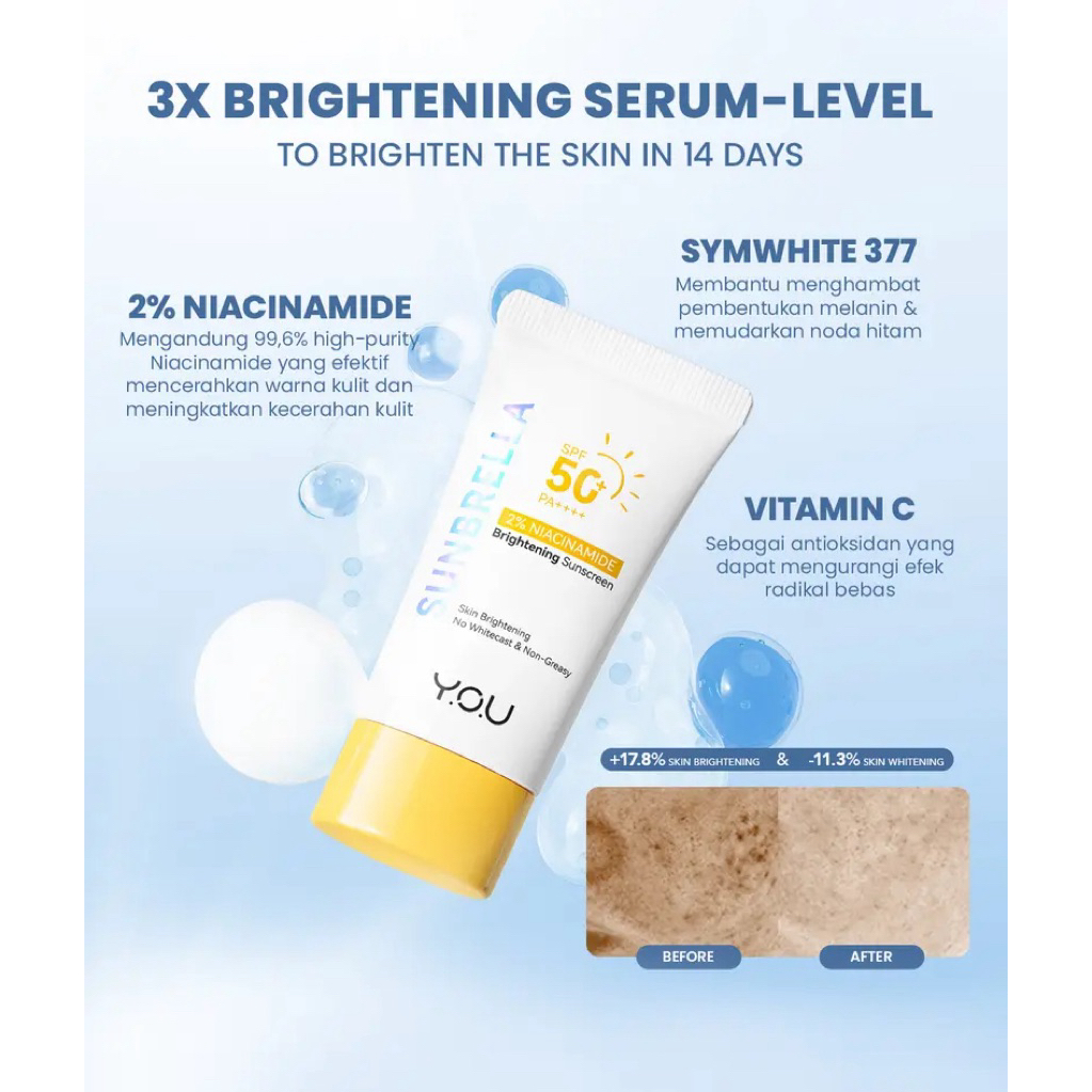 Jual YOU SUNBRELLA 2% NIACINAMDE BRIGHTENING SUNCREEN SPF 50 PA ...