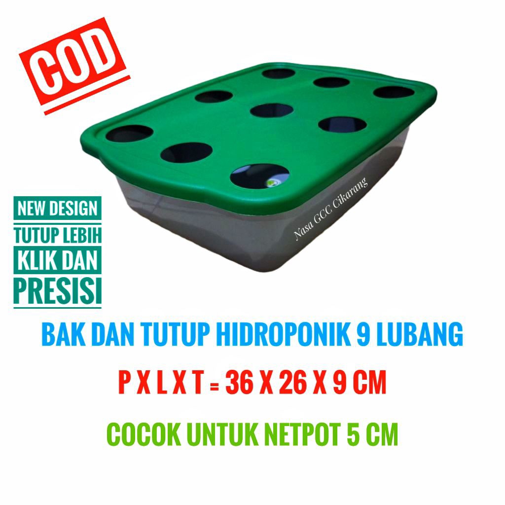 BAK DAN TUTUP HIDROPONIK 9 LUBANG NEW DESIGN