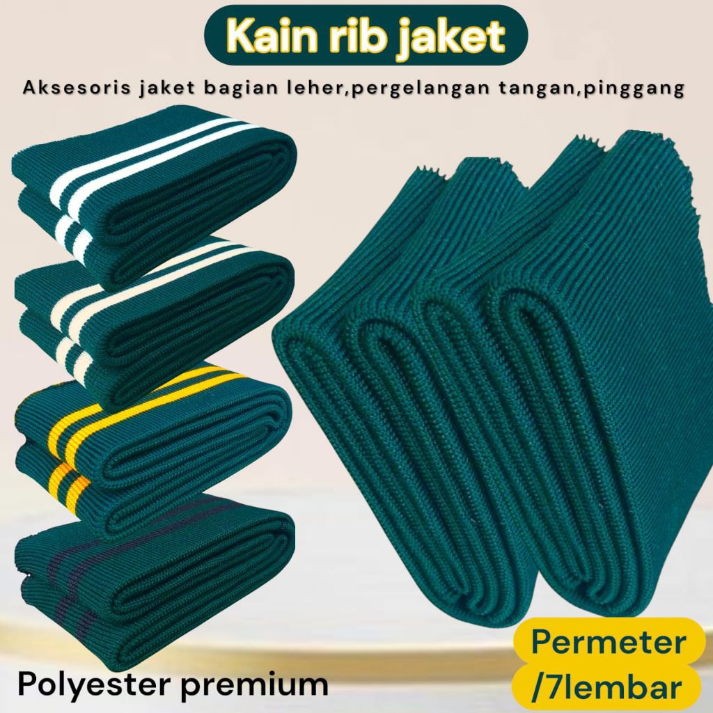 Jual KAIN RIB BUR Jaket warna dasar hijau botol polos dan strip ...
