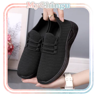 Chingu Sepatu Sneakers Wanita Hitam Rajut Ringan