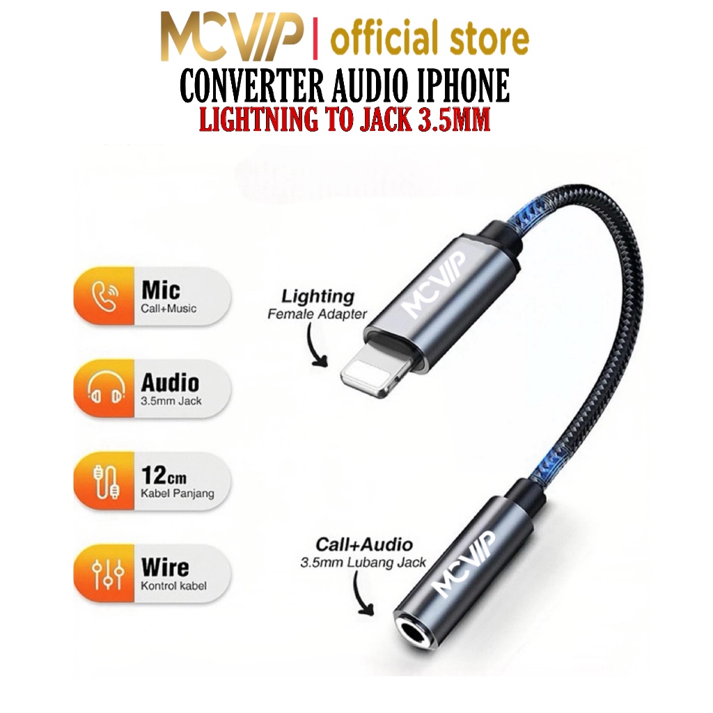 Jual MCVIP Converter Adapter iPhone Lightning to 3.5mm Audio Splitter ...