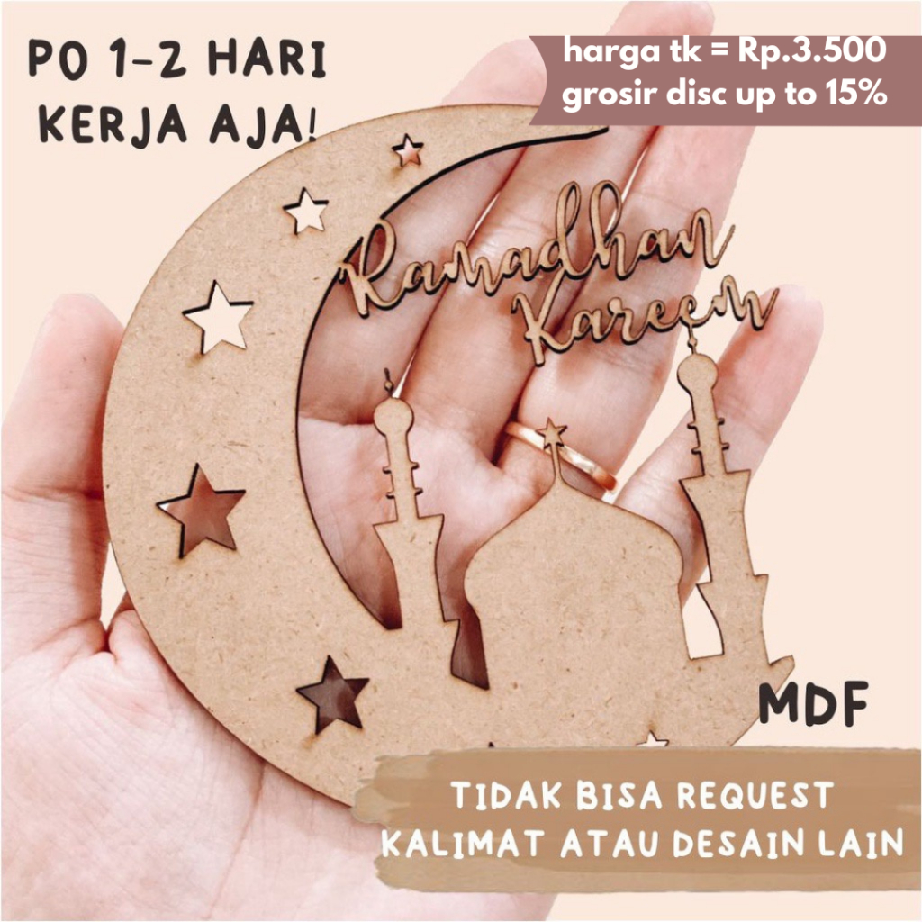 chipboard eid mubarak masjid gantungan hampers lebaran / hangtag idul fitri / hiasan parcel eid mubarak / topper ramadhan kareem HIASAN hampers Lebaran Cake topper eid mubarak Ramadan Ramadhan parcel cutting mdfhang tag lebaran