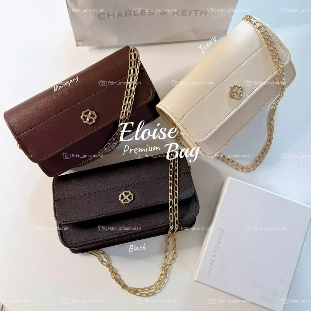 Eloise Bag Premium Wanita Elegant Shoulder Bag Selempang Rantai Gold Tas Fashion Kekinian Korean Style Simple Mewah