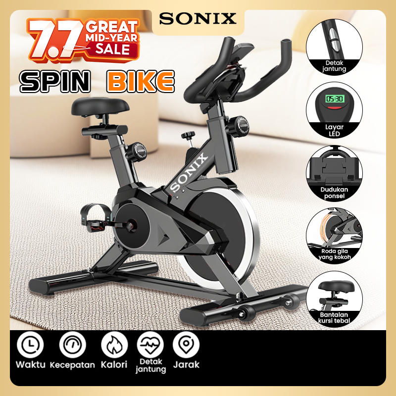 Sonix Spinning Bike SPB01 Static Peralatan Fitness Sports Sepeda Statis  Exercise Bikes Spinning Ultra Quiet Indoor Sports Equipment Bicycle Heart Rate Test Layar LED