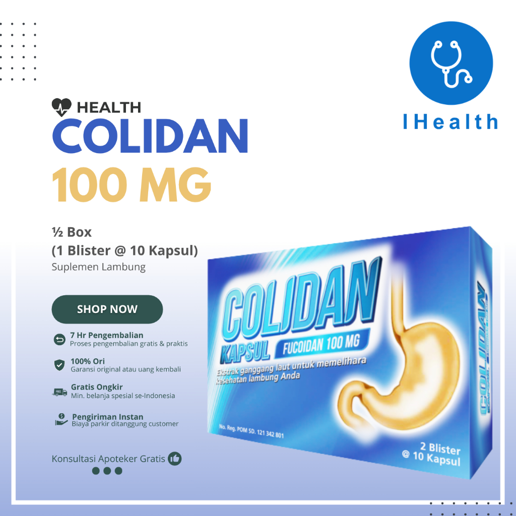 Colidan Fucoidan 100 mg  - 1 Blister @ 10 Kapsul BUKAN PER BOX - Bantu Kesehatan Lambung