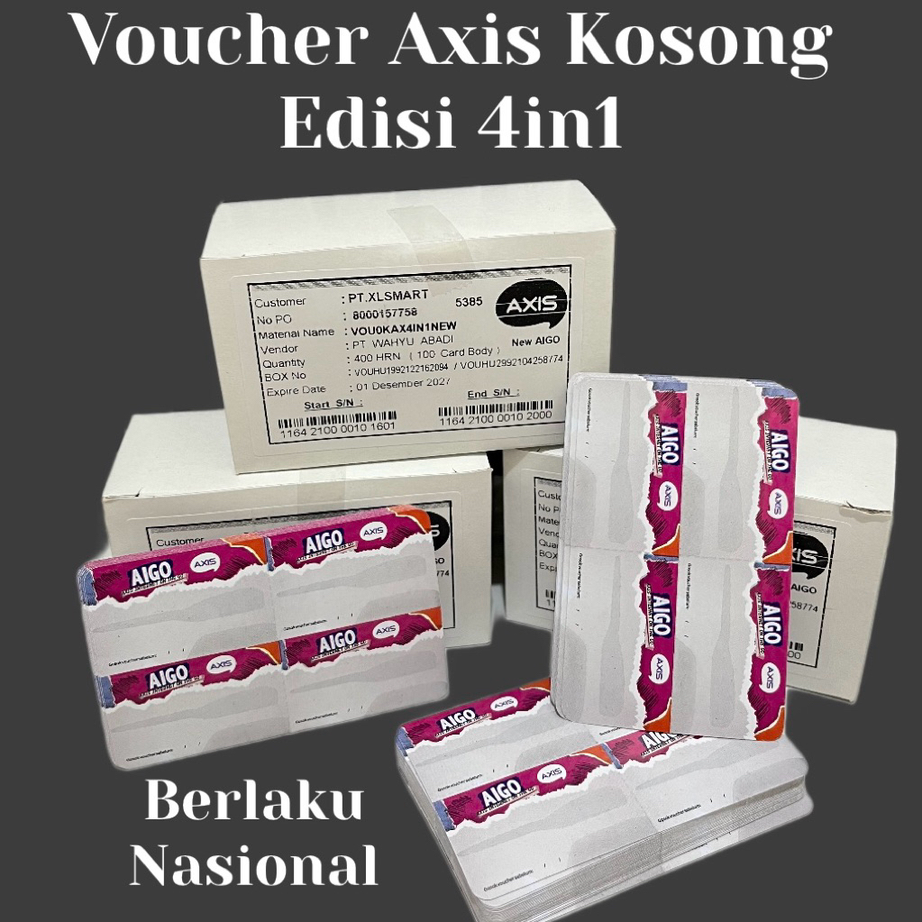 Voucher Axis Kosong Edisi 4in1 Perbox box isi 400 SN, Exp Oktober 2027
