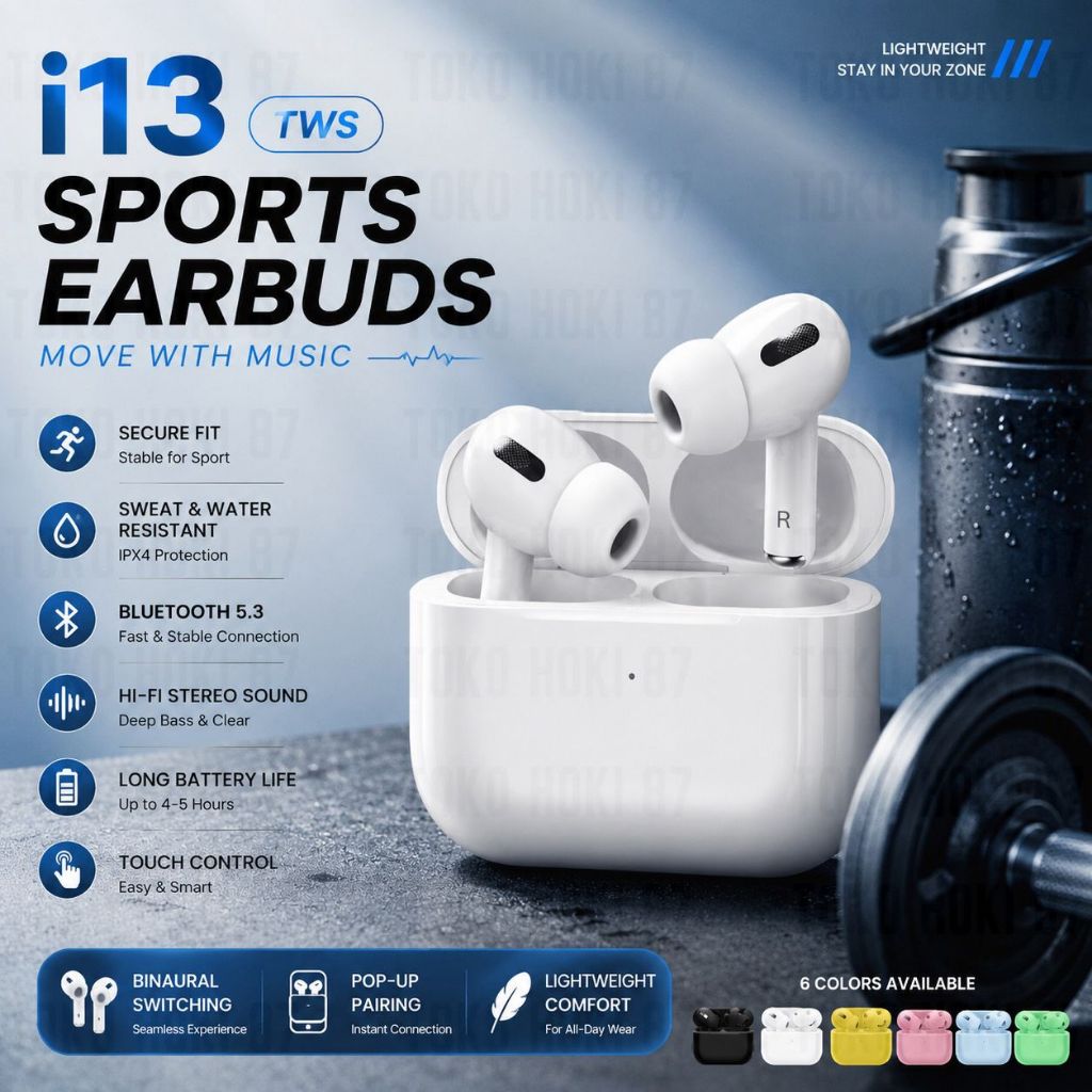 I13 Pro TWS Headset Bluetooth Bass 9D HiFi Stereo Sound Earphone Wireless Waterproof Headphone Henset Bloetooth with Microphone Sport