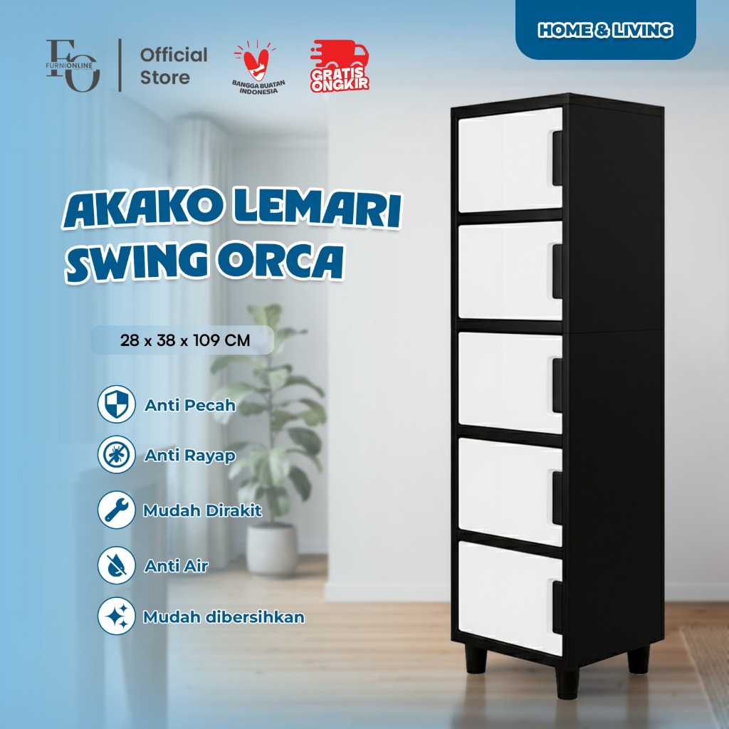 AKAKO - Lemari Pakaian Jumbo Swing Orca 1 Pintu Susun 2, 3, 4, dan 5