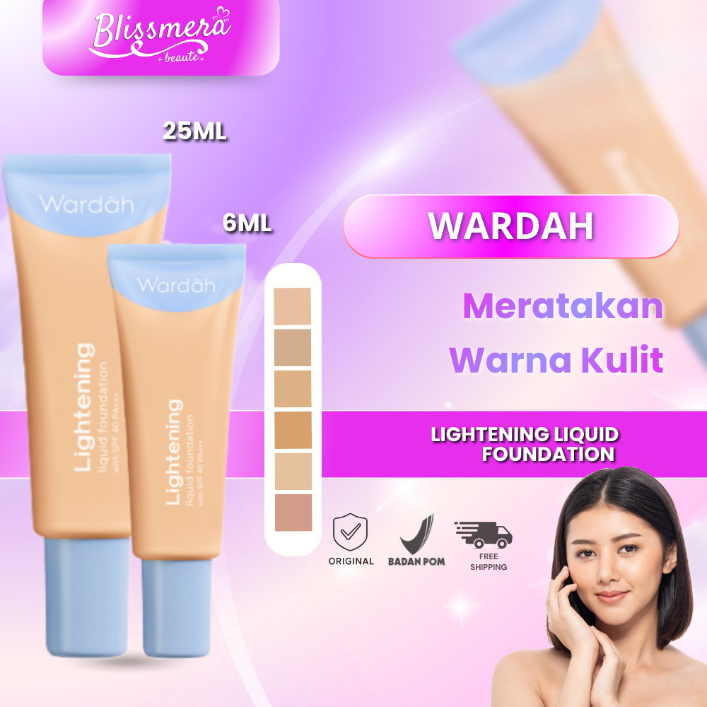 [READY] Wardah Lightening Liquid Foundation 6ml & 25ml Original– Base Makeup Halal, Ringan, Cerahkan Wajah