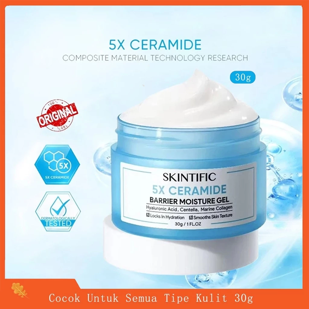 [COD] 5X Ceramide Barrier Moisturizer Gel 30gr - Brightening Dark Spot Pelembab Cream - Day & Night Facial Moisturizer