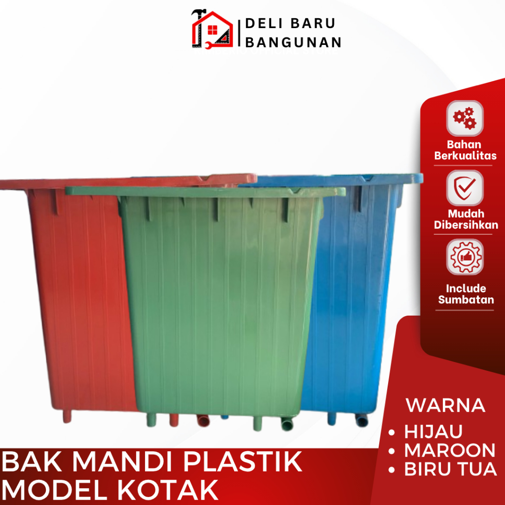 Bak mandi plastik kotak / segi 4  dengan kotak sabun Kapasitas est 120 L