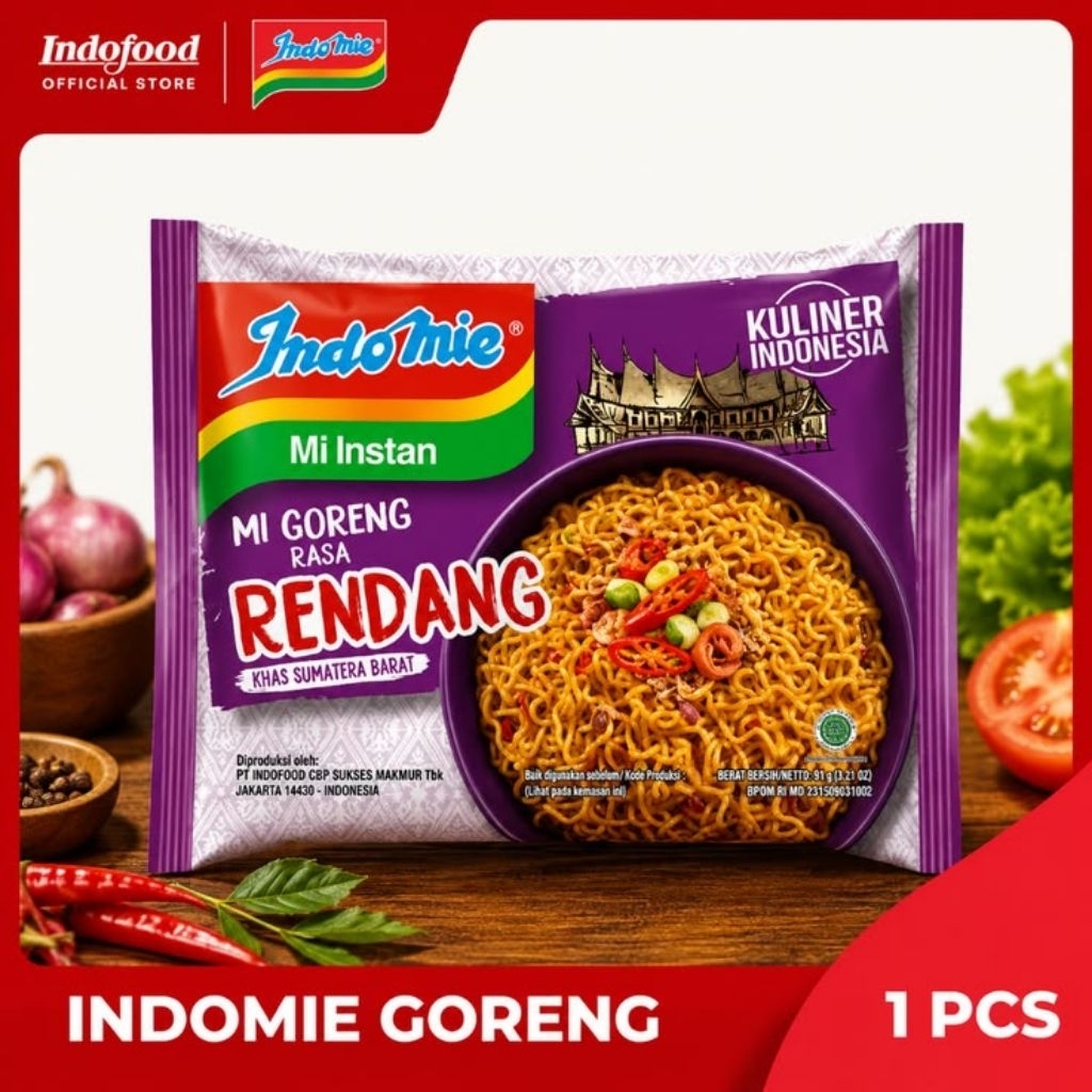 Jual Indomie Mi Instan Goreng Rendang 1 Dus isi 40 Bungkus | Shopee ...