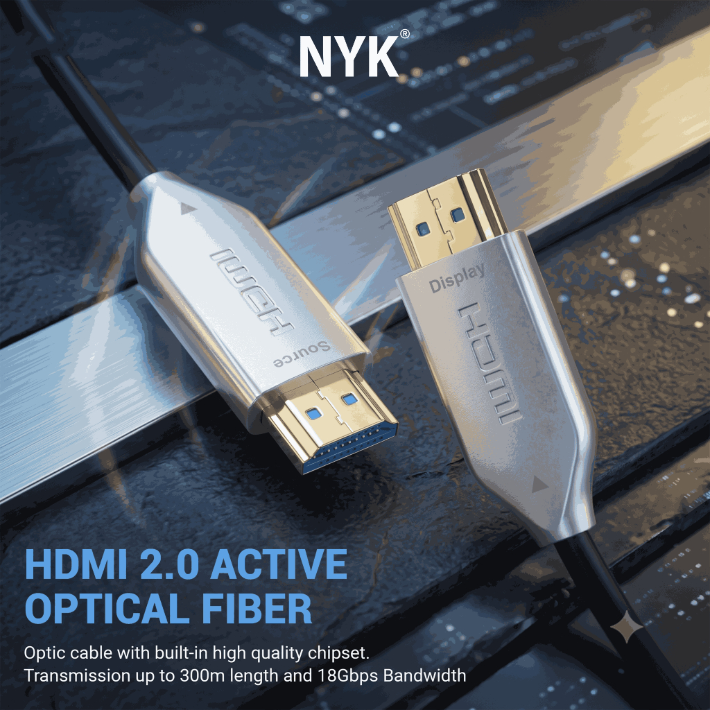 NYK Kabel Active Fiber Optic HDMI 2160P ULTRA HD 4K HDR 30 Meter COD