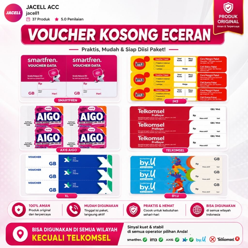 Voucher Kosong All Operator Nasional 4in/3in