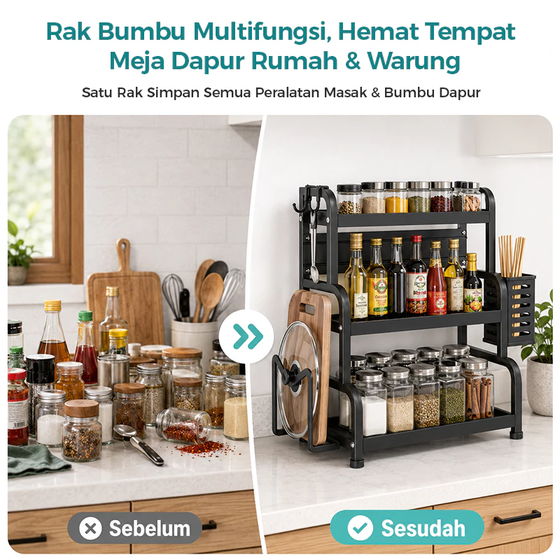 KOZMO Rak Bumbu Dapur Stainless