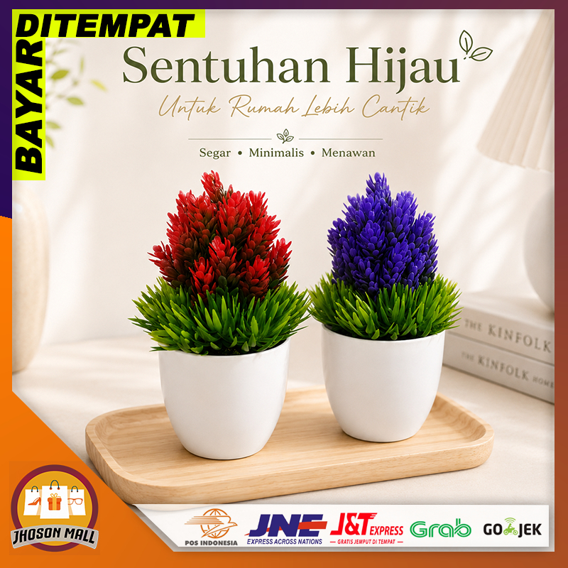 JM Tanaman Bunga Hias Plastik Tanaman Bunga Pinus Dekorasi Rumah Tanaman Bonsai Ornamen PBP02