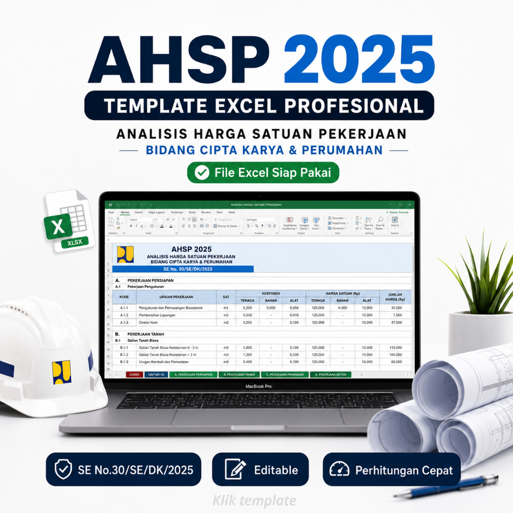 Jual Template Excel AHSP 2025 Cipta Karya & Perumahan | Analisis Harga ...