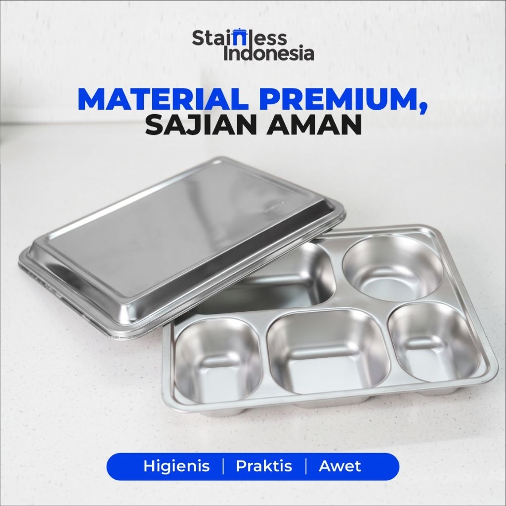 Jual Food Tray Ompreng MBG Lunch Box 5 Sekat Stainless Steel SUS 304 ...