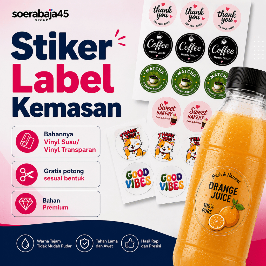 STIKER LABEL KEMASAN MINIM ORDER 10LEMBAR, LABEL MAKANAN A3 VYNIL CUTING MURAH