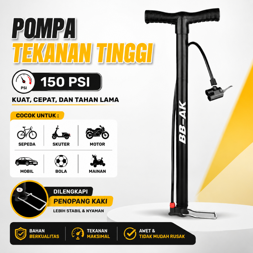 Jual Pompa Angin Ban Sepeda Motor dan Mobil Portable dengan Manometer ...