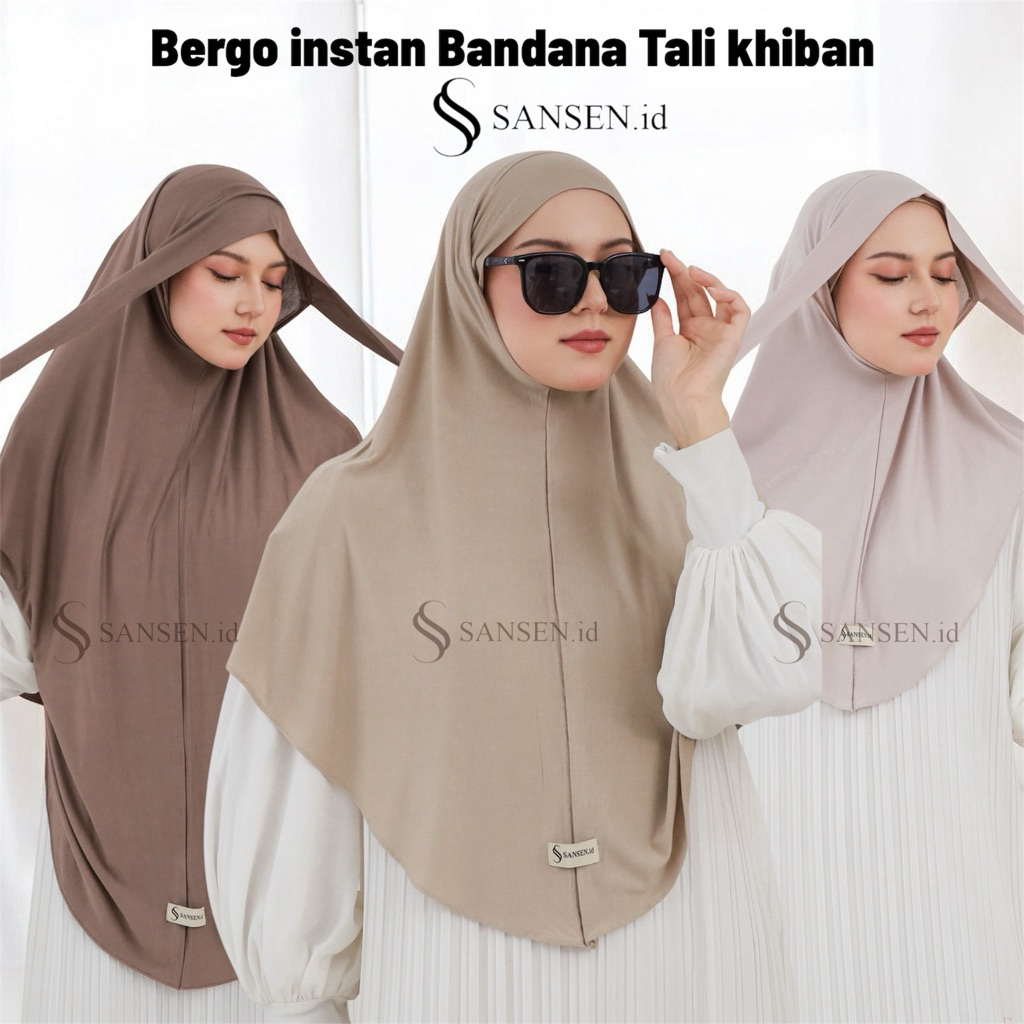SANSEN.id - ALANA Bergo Instan Bandana Tali M/L/XL Viscose Rayon Airflow Bergo Khiban