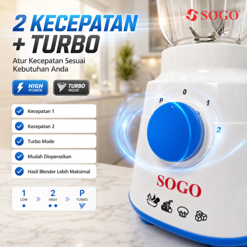 SOGO Blender Jumbo tampilan 2 tabung