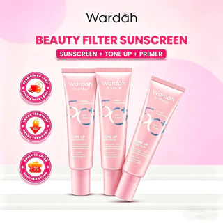 3pcs, Wardah UV Shield Tone Up Sunscreen SPF 50+ PA+++ 30ml - Ringan, Meratakan Warna Kulit, Aman untuk Kulit Sensitif