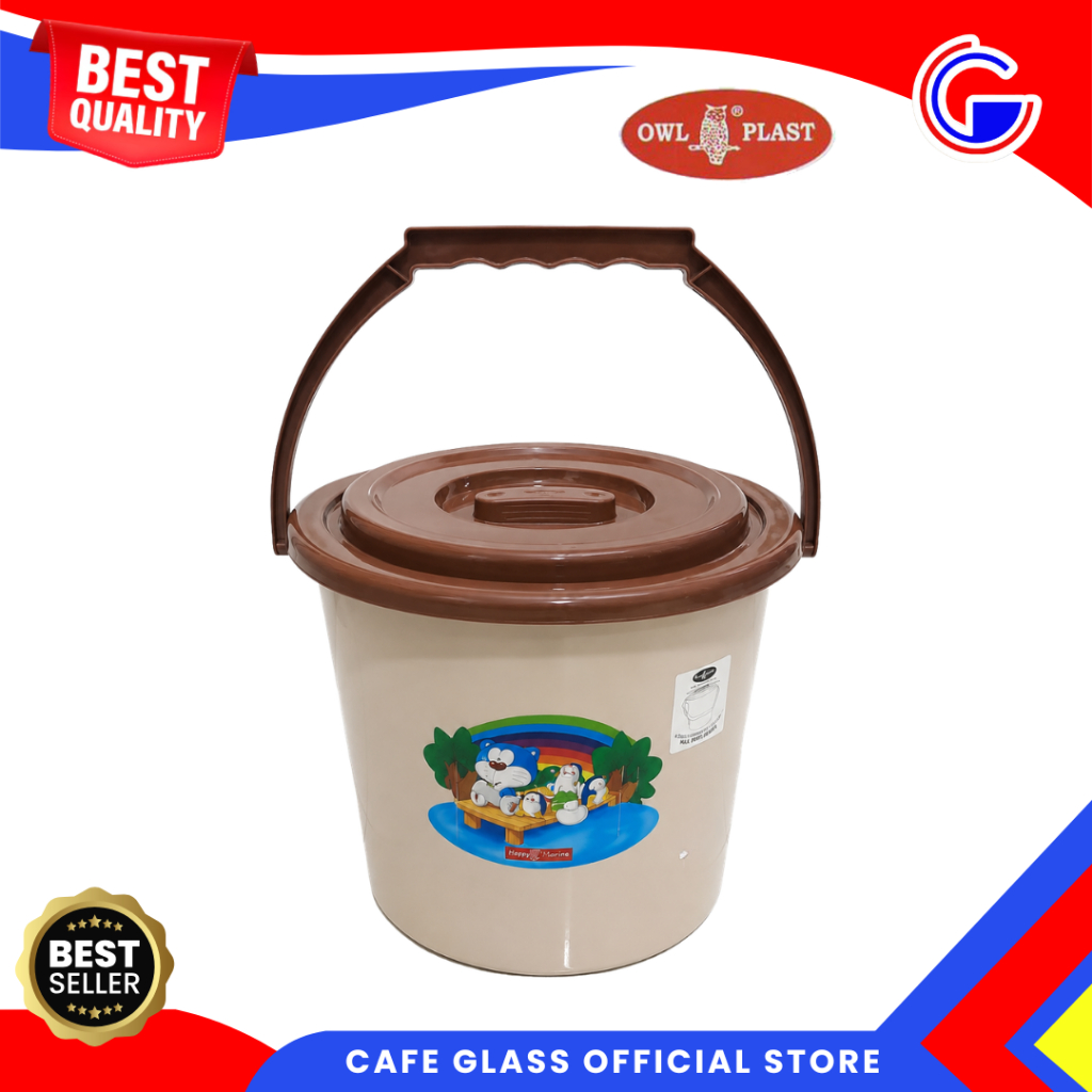 Ember Plastik Gagang + Tutup - Timba Tutup Kamar Mandi Kapasitas Besar - Ember Multifungsi Owl Plast 6gl