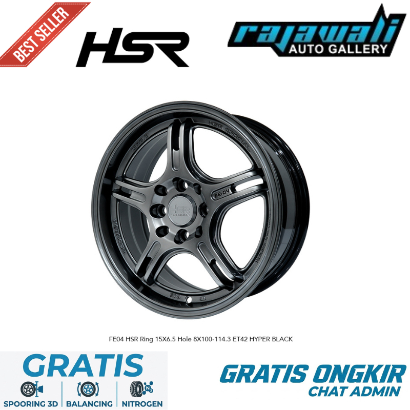 Jual Velg Racing Ring 15 FE04 HSR Hyper Black Buat Mobil Avanza Xenia ...