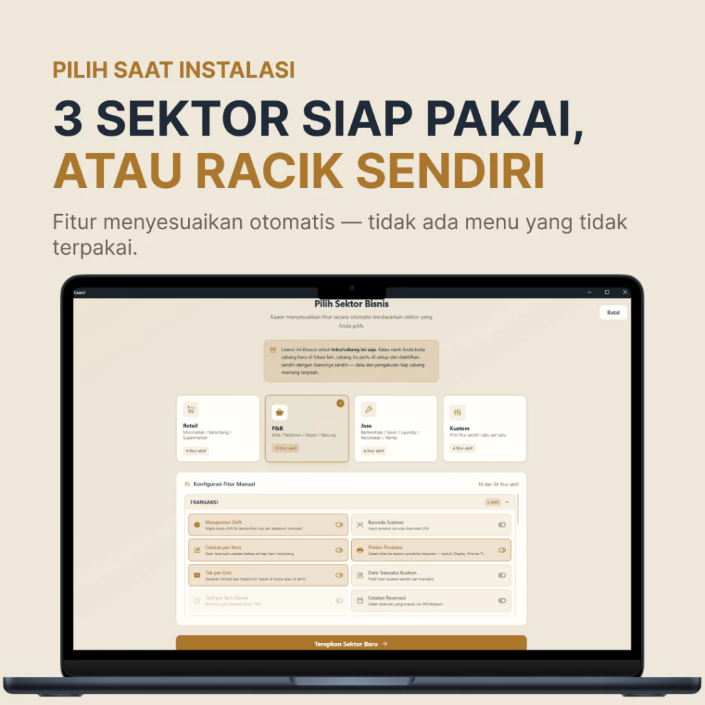Aplikasi Kasir PC Windows Offline - Software POS Toko Retail, Resto F&B & Jasa | Sekali Bayar Tanpa Langganan (Kaasir POS) - Free Trial 3 Hari