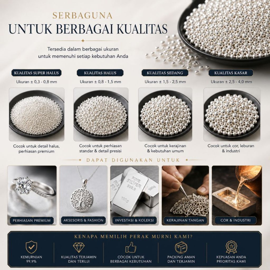 Jual perak murni granulle butiran kadar 99.99 persen | Shopee Indonesia