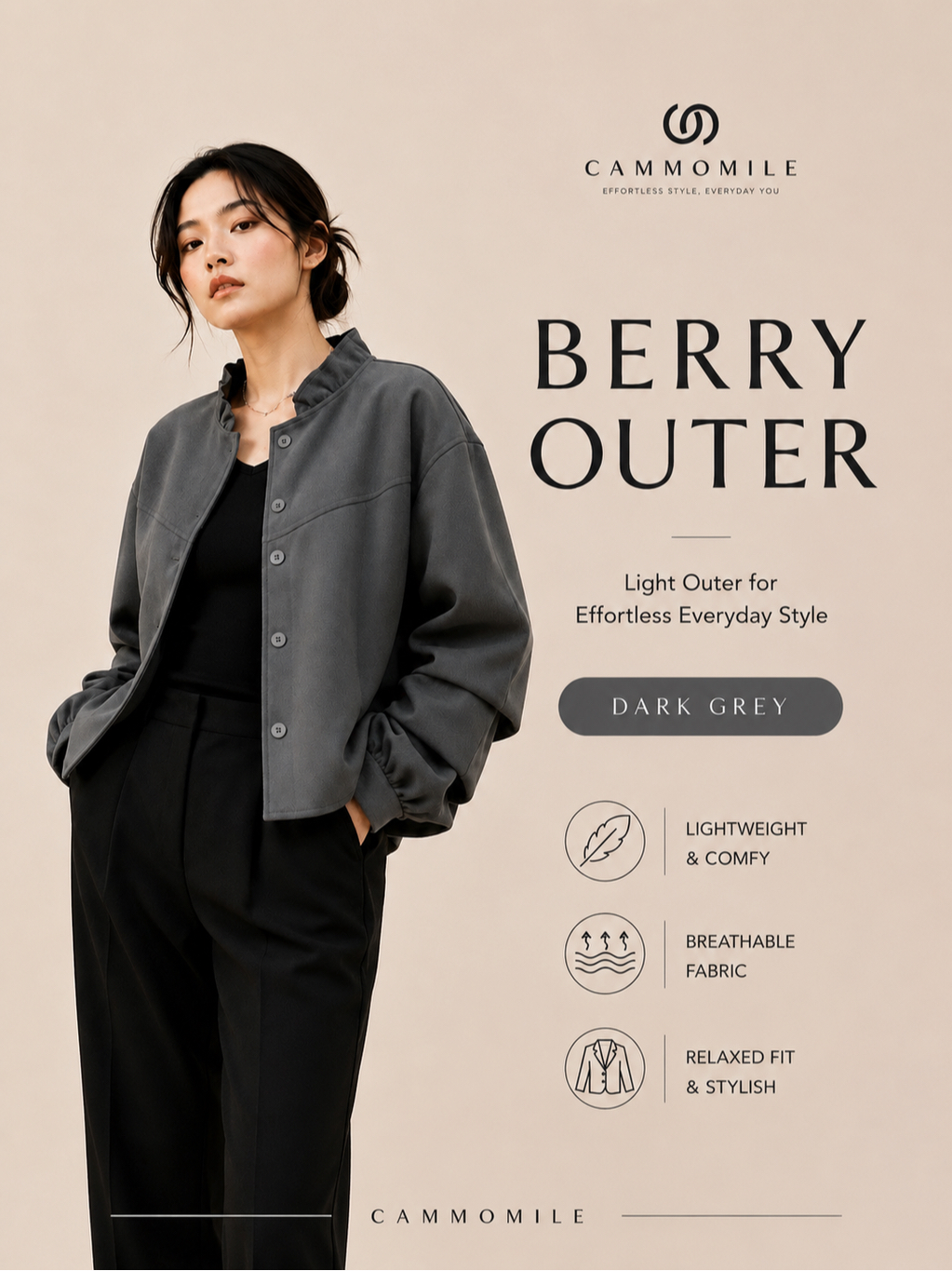 Cammomile New BERRY AF Outer korea style lengan panjang 2307011 atasan wanita kekinian jaket wanita foto 1