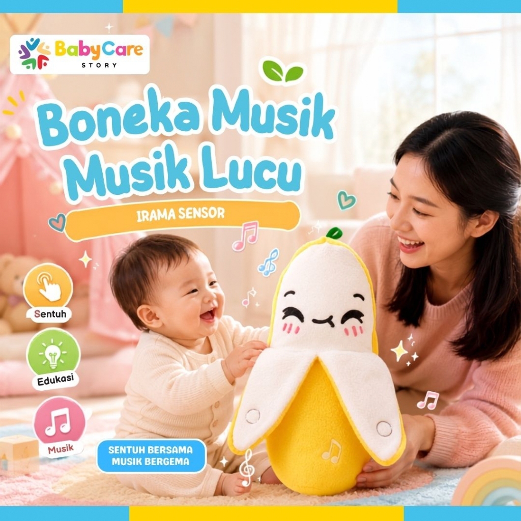 Mainan Boneka Pisang Musik Lucu Sentuh Bersuara Mainan Edukasi Anak 3 in 1 Viral Boneka Sensorik Lampu Seru Interaktif Bayi Belajar Bermain Clay Slime Gantungan Tas