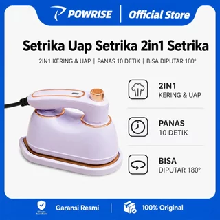 POWRISE Setrika Mini Portable 2IN1 Kering | Setrika Genggam Putar 180° Alas Keramik Travel Hemat Listrik Anak Kos