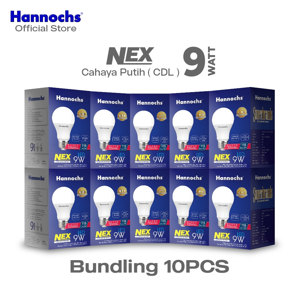 Hannochs Lampu Bohlam LED NEX 9W Cahaya Putih Paket isi 10pcs