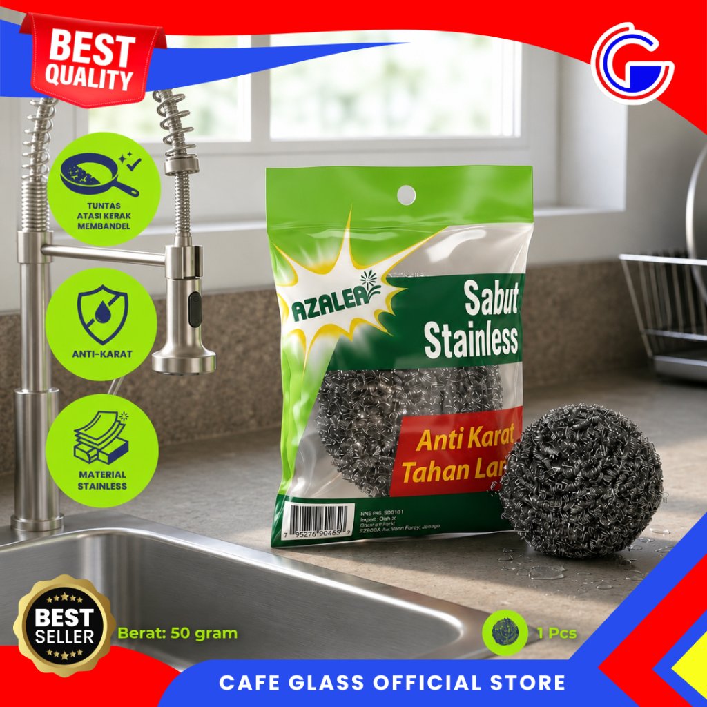 Sabut Jumbo Cuci Piring Stainless Steel - Sabut Penghilang Kerak -  Sabut Anti Karat untuk Panci AZSS60460-1 Azalea
