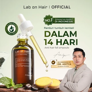 Lab On Hair Anti Hair Fall Ampoule Serum - Hair Oil Serum 60 ml  Vitamin Rambut Growth Rambut Anti Rontok Kering Bercabang Mempercepat Pertumbuhan Rambut Penumbuh Rambut Water Base Minyak Rambut dengan PDO + Biotin + Ginger Hair Serum Hair Ampoule Serum