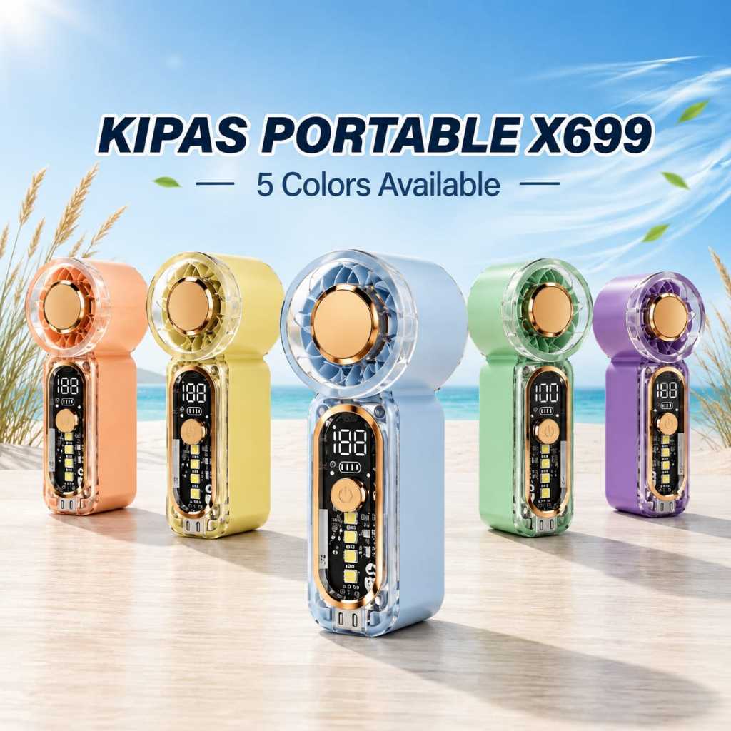 Kipas Angin Mini  X699 Portable dengan Pengisian Cepat Type-C Solusi Pendinginan Praktis