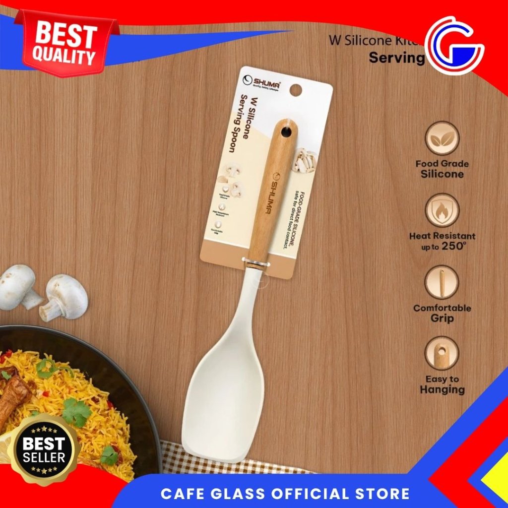 Shuma W Silicone Serving Spoon Sendok Sajian Silikon Food Grade dengan Pegangan Kayu