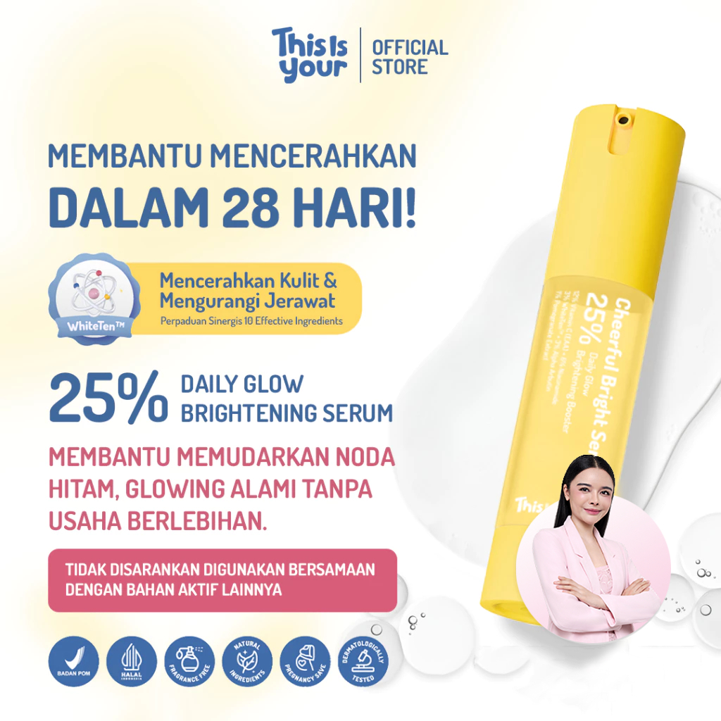 [BRIGHT SERUM] This Is Your Cheerful Bright Serum | Serum Vitamin C 12% ,White Ten,  Niacinamide, Alpha Arbutin |Membantu Mencerahkan Kulit Wajah Dalam 28 hari | Kusam Sensitif Flek