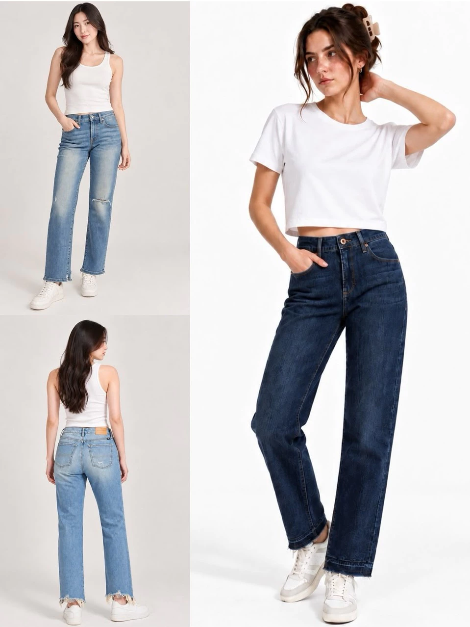 Celana Jins Wanita LB Mid Rise Straight Sweet Crop Jeans - 3371