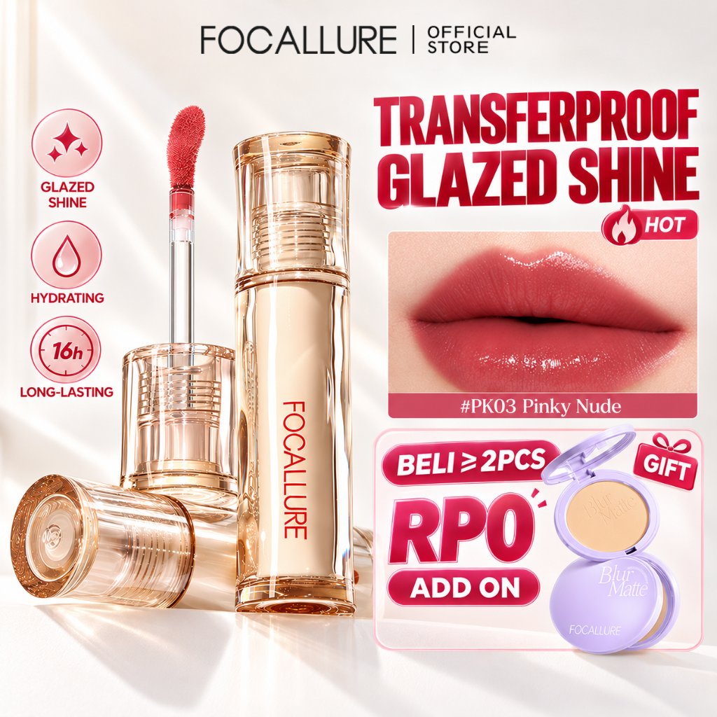 [NEW SHADE]FOCALLURE Lip Tint Super Glazed Shine 16H Moisturizing Lightweight Lip Glossy
