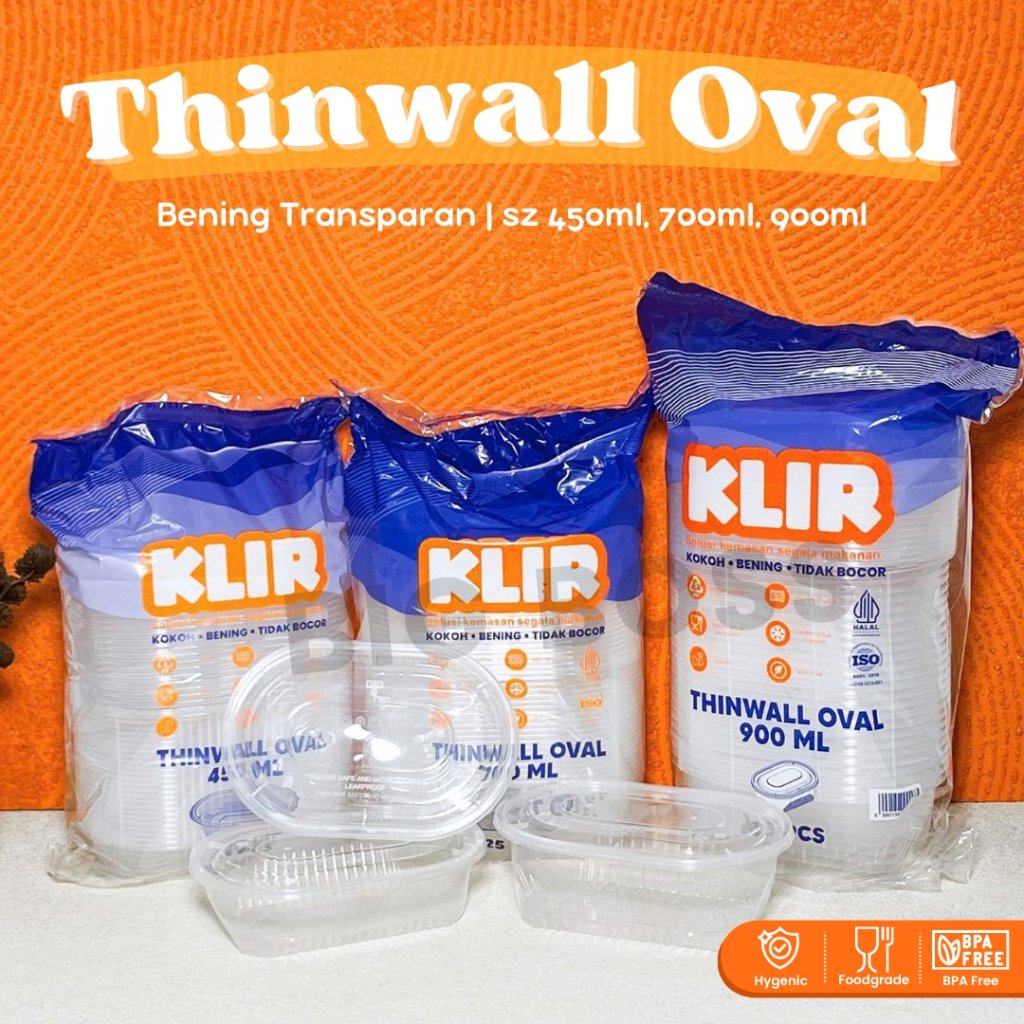 [ISI 25PCS] Thinwall Klir Oval Kemasan Makanan Plastik Take Away Catering & Restoran Bening Transparan / Thinwall Oval