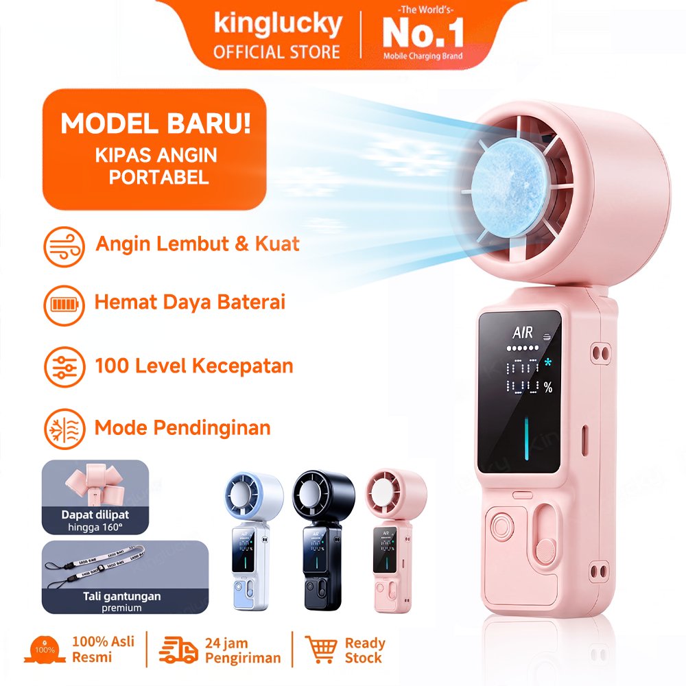 KINGLUCKY 2026 Kipas Angin Portable High-speed turbo Digital Display Kecepatan dilipat  Adjustable Led Kipas Angin MINI Portable