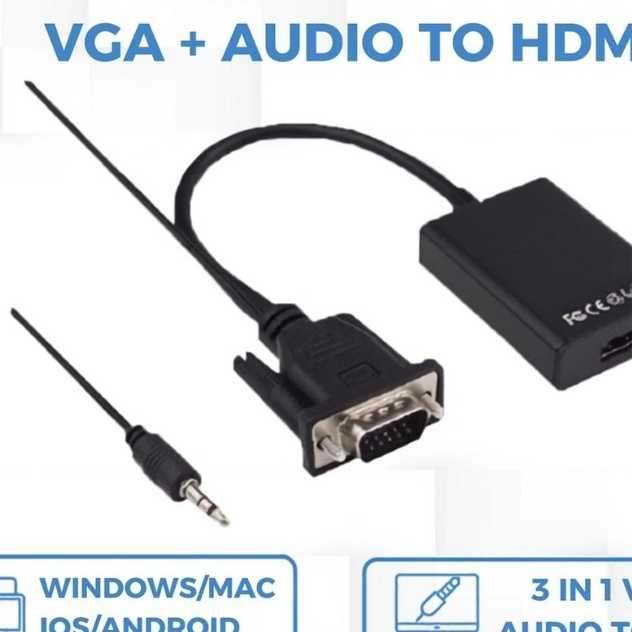 Jual NYK Converter Kabel VGA + Audio To HDMI | Shopee Indonesia