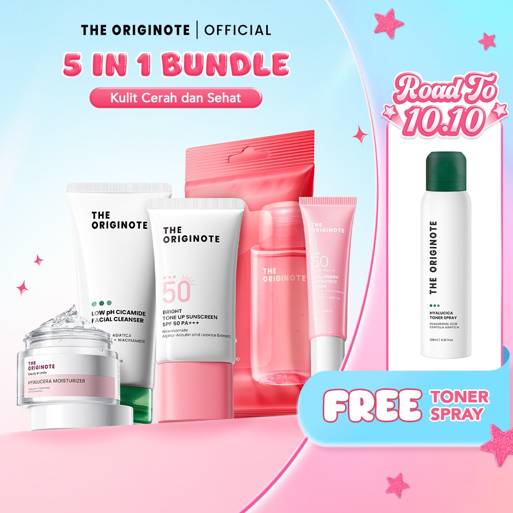 [BUY 5 GET 6] The Originote Special Bundle 5in1 | Skincare Set Micellar Water Facial Wash Moisturizer Sunscreen Serum Paket Perawatan Wajah Lengkap Glowing Acne Brightening Anti Aging Exfoliating Barrier Skin Care Routine Bundle