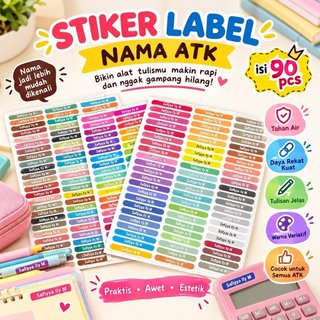 Jual Stiker Label Nama Custom Alat Tulis Sekolah Anak / Sticker Nama ...
