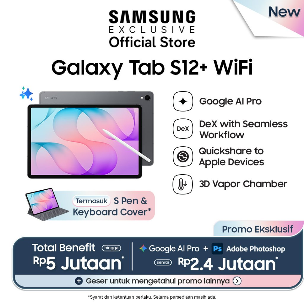 Jual Samsung Galaxy Tab S12+ Wifi 12/256GB - Gray | 12.6'' | Android ...
