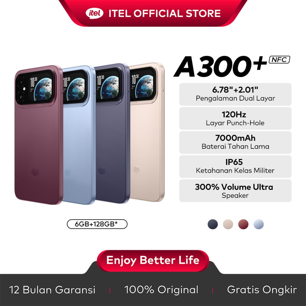 Jual [Coming Soon] [Dua Layar + NFC] itel A300+ 6/128 GB Dua Layar ...