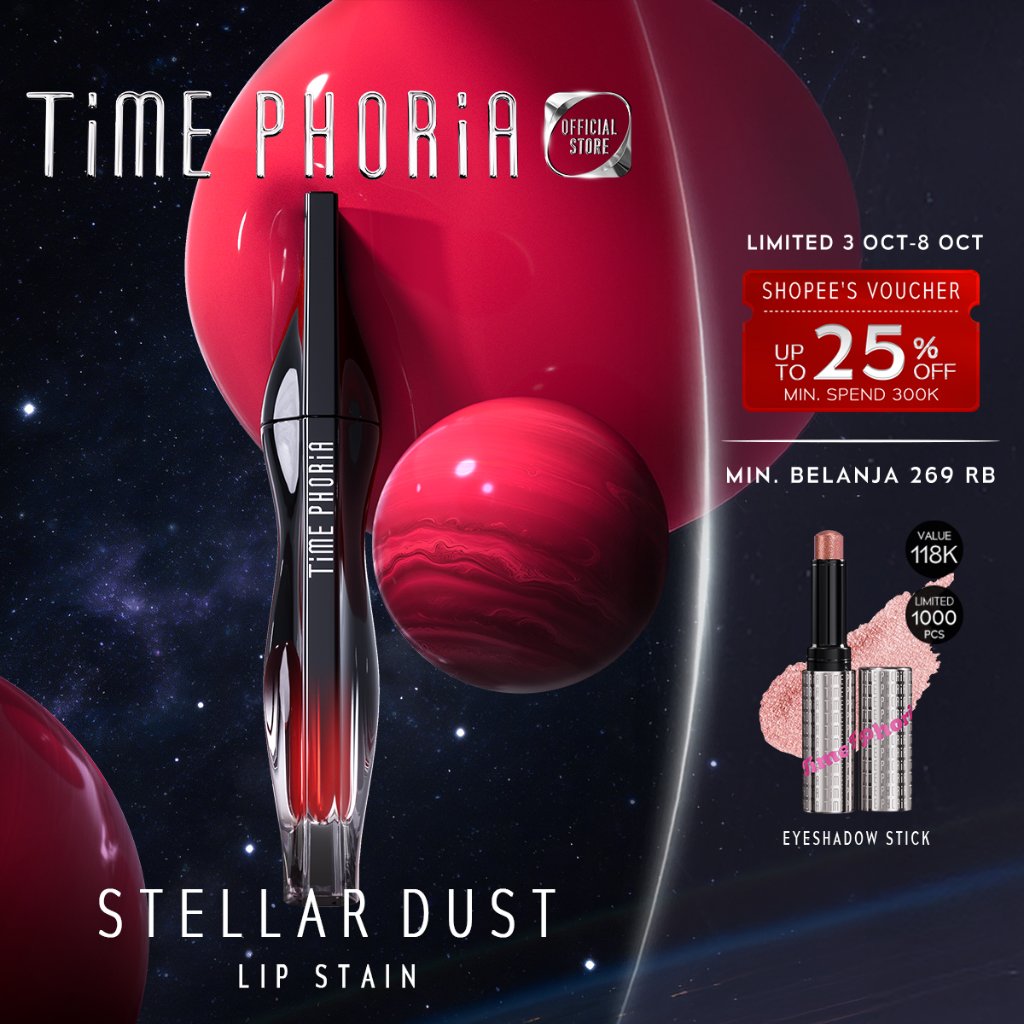 [NEW SHADES!] TIME PHORIA - STELLAR DUST LIP STAIN 5ML-Liptint Waterproof Transferproof Foodproof Lipgloss Lipstick Lip Cream Ringan Hydrates Makeup TimePhoria Official Store